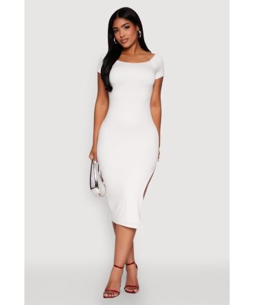 Haute Monde Side Slit Midi Dress