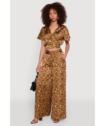 Jaguar Print Wide Leg Pants