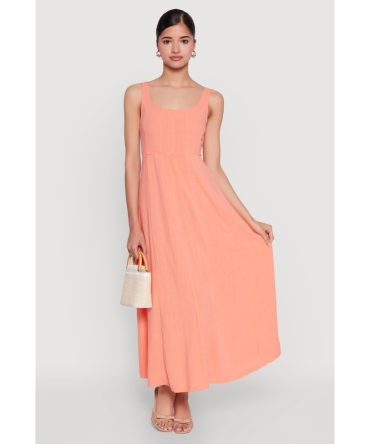 Linen Smocked Back Tank Dress