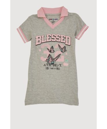 Little Girls Blessed Butterfly Graphic Polo Dress