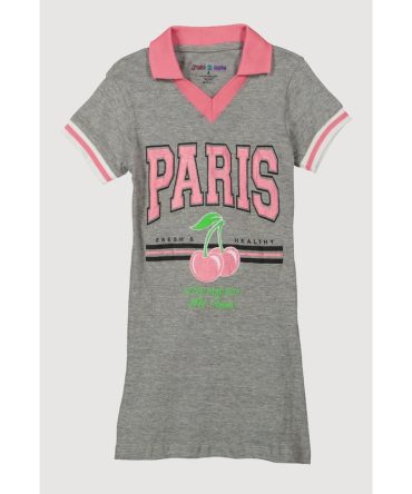 Little Girls Paris Cherry Graphic Polo Dress