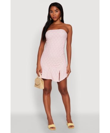 Madden Girl Floral Lace Strapless Mini Dress