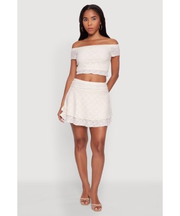 Madden Girl Ruched Lace Tiered Skirt