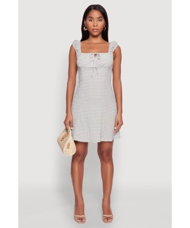 Madden Girl Square Neck Tie Front Mini Dress