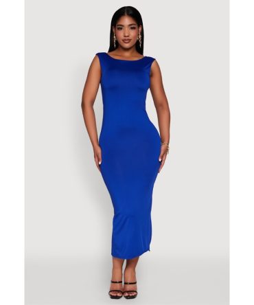 Scoop Neck Open Back Maxi Dress
