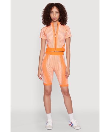 Seamless Geometric Patterned Biker Shorts