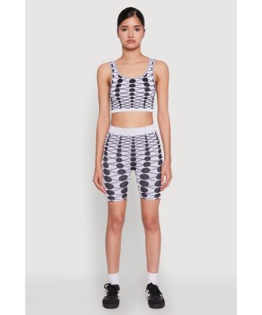 Seamless Geometric Print Biker Shorts