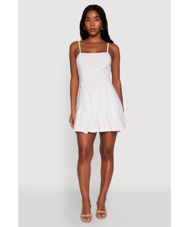 Square Neck Pleated Skater Dress