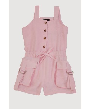 Toddler Girls Airy Button Front Utility Romper