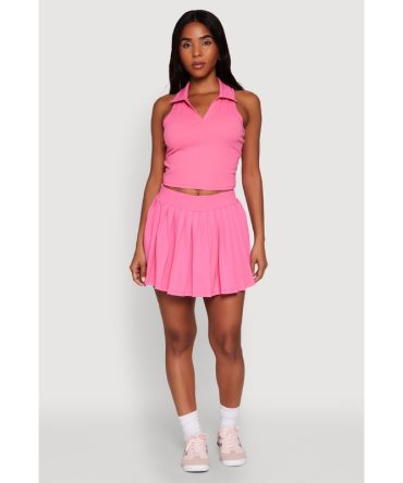 Wide Waist Band Pleated Skort