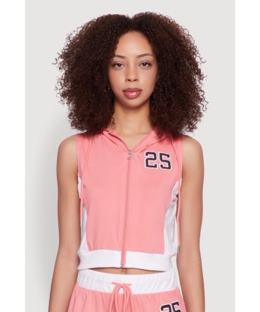 25 Graphic Hooded Zip Front Vest