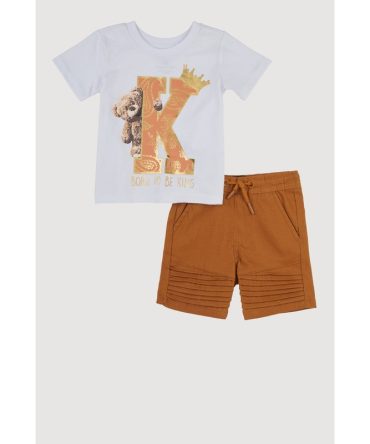Baby Boys 12-24M Born To Be King Graphic Tee and Shorts