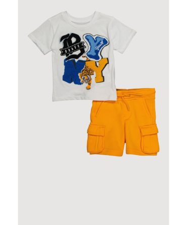 Baby Boys 12-24M Chenille BYNY Graphic Tee and Sweatshorts