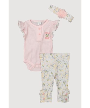 Baby Girls 0-9M Bee Bodysuit and Pants with 3D Headband