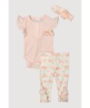 Baby Girls 0-9M Flower Embroidered Tee and Leggings