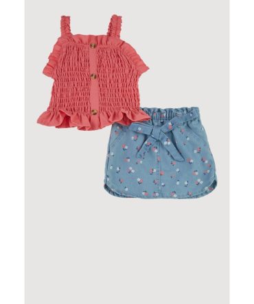 Baby Girls 12-24M Chic Peasant Top and Denim Pencil Skirt