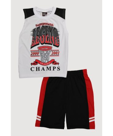 Boys Basketball Legend Graphic Tee and Jersey Mesh Shorts