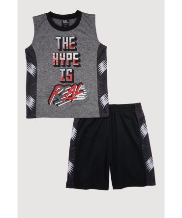 Boys The Hype Is Real Graphic Tee and Jersey Mesh Shorts