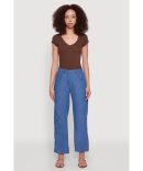 Chambray Straight Leg Casual Pants
