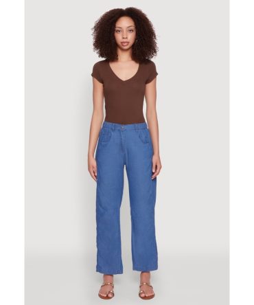 Chambray Straight Leg Casual Pants