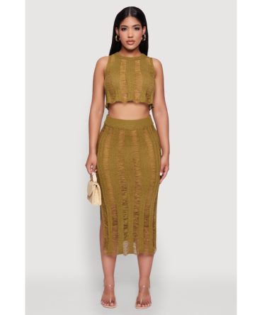 Chic High Waisted Midi Pencil Skirt with Side Slits