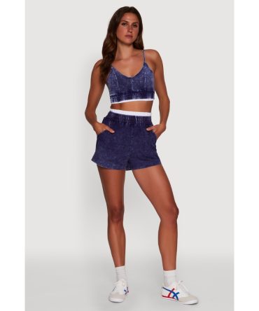 Chic High-Waisted Mineral Wash Shorts