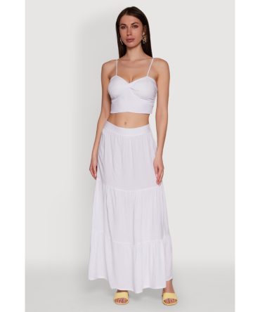 Chic High Waisted Tiered Maxi Skirt