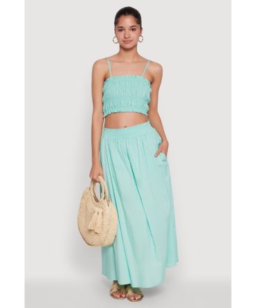 Chic Maxi Circle Skirt with Smocked Waist