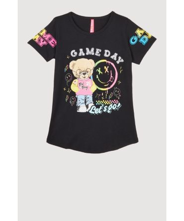 Girls Game Day Sequin Short Sleeve Graphic Tee