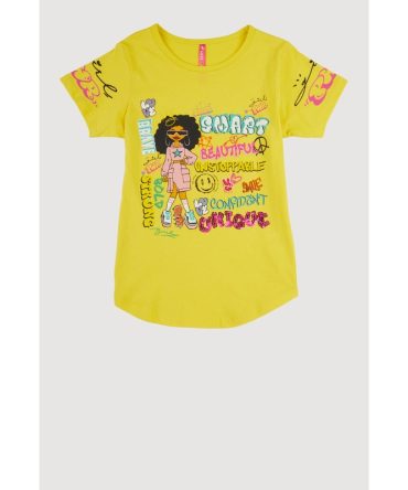 Girls Sequin Unique Graphic Short Sleeve T Shirt