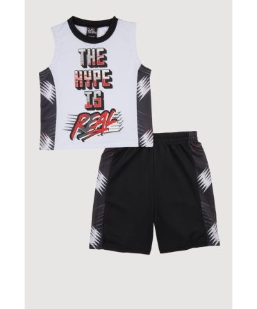 Little Boys The Hype Is Real Muscle Tee and Shorts