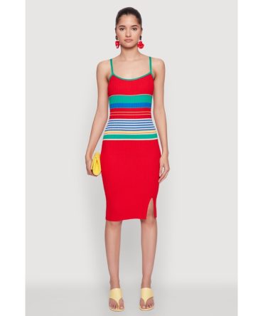 Madden Girl Striped Cami Dress with Side Slit