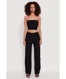 Mesh Lettuce Edge Ruffle Casual Straight Pants