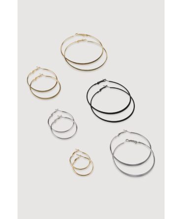 Metallic Hoop Earrings Set of 6