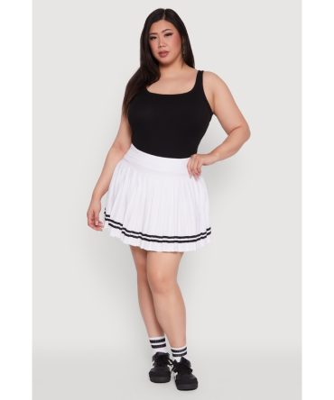 Plus Size Varsity Stripe Pleated Tennis Skirt