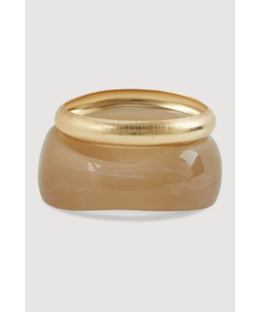 Resin Cuff Bracelet and Metallic Bangle