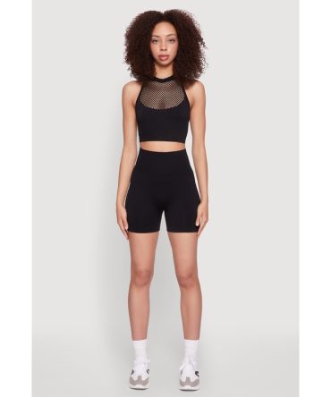 Seamless High Waisted Bike Shorts with Laser Cut