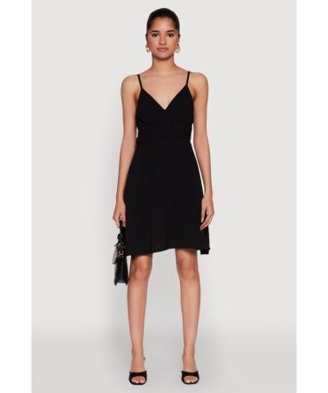 Sleeveless Empire Waist Dress with V Neck and Adjustable Straps
