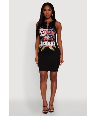 Speed Racing Graphic Sleeveless Mini Dress