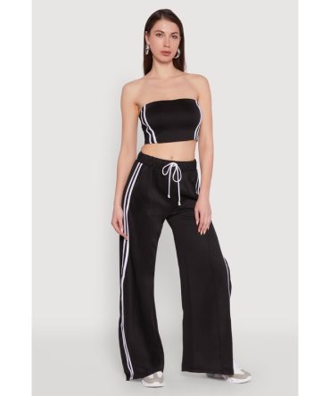 Trendy Strapless Varsity Stripe Tube Top