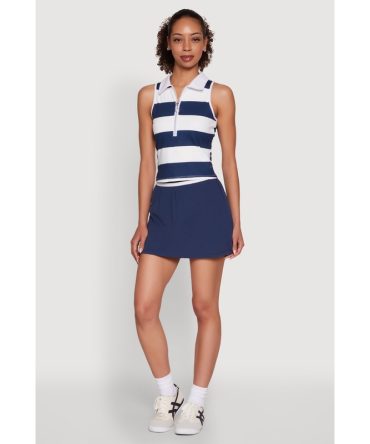 Varsity Stripe Ball Pocket High Waisted Tennis Skirt