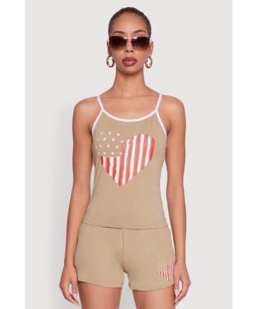 American Flag Heart Graphic Cami