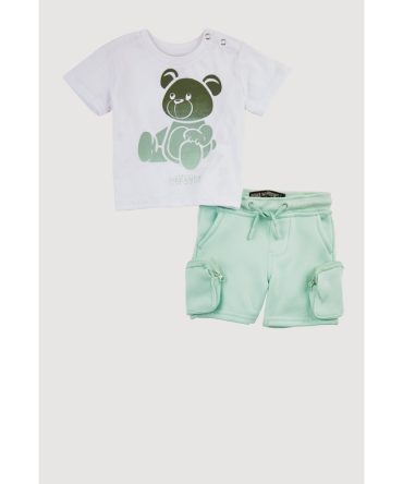 Baby Boys 0-9M Ombre Bear Graphic Tee and Cargo Shorts