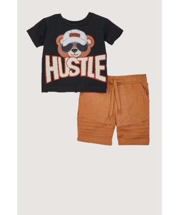 Baby Boys Hustle T-Shirt Graphic and Bike Shorts Set