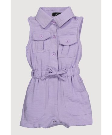 Baby Girls 0-9M Sleeveless Romper with Cargo Pockets