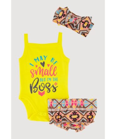 Baby Girls 0-9M Small Boss Bodysuit with Shorts and Headband