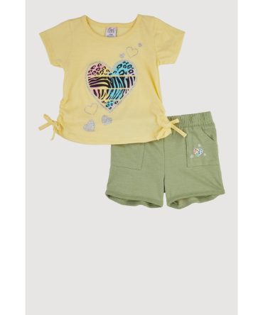 Baby Girls 12-24M Glitter Graphic T Shirt and Shorts 2 Piece Set