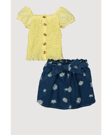 Baby Girls 12-24M Smocked Peasant Top and Daisy Print Skirt
