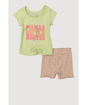 Baby Girls Glitter Graphic T-Shirt and Shorts Set