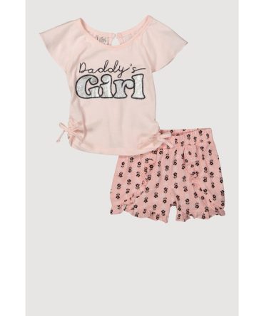 Baby Girls Ruffle Shorts T-Shirt Set with Glitter and Bows